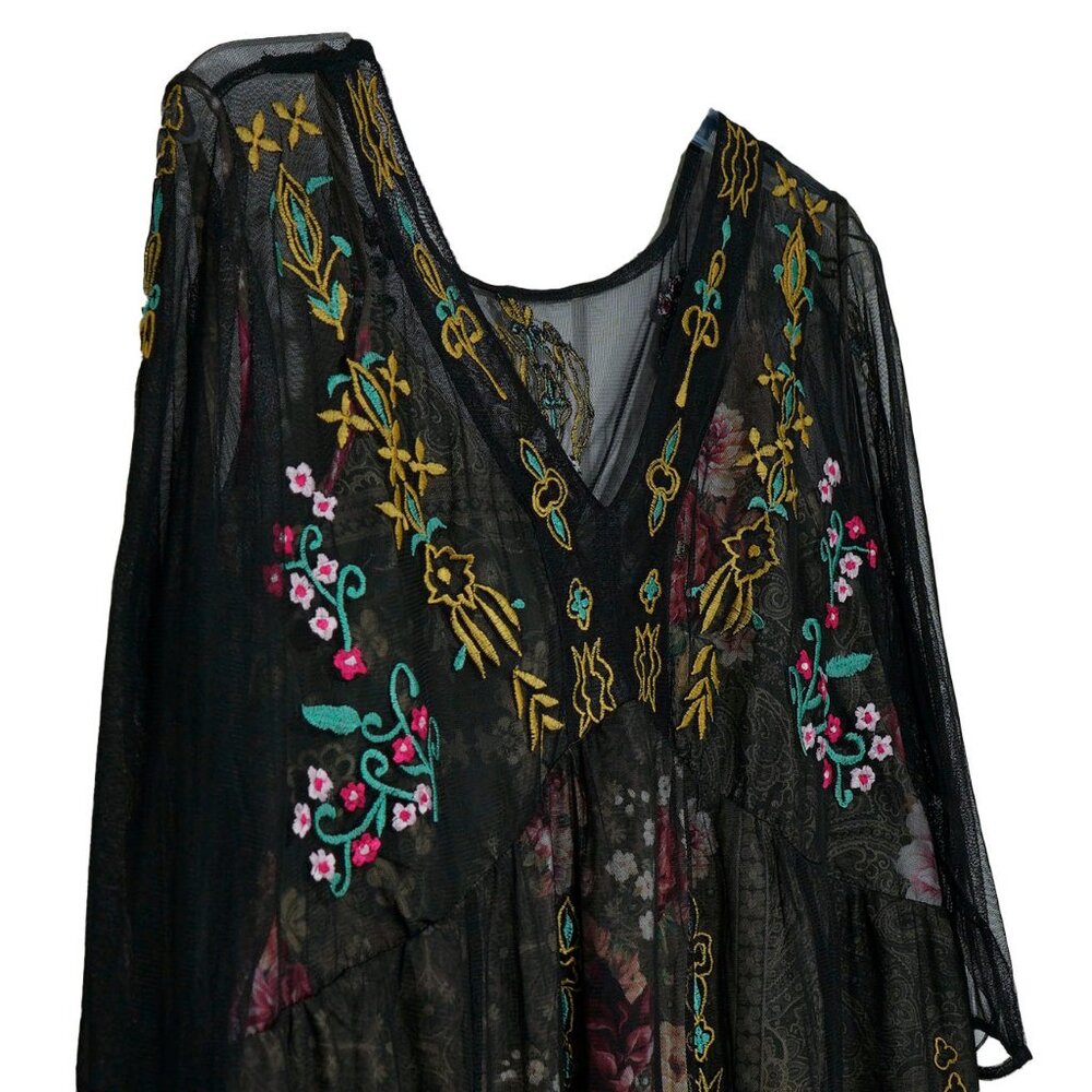 eshakti Black Floral Sheer V-Neck Maxi Dress - Picture 4 of 15